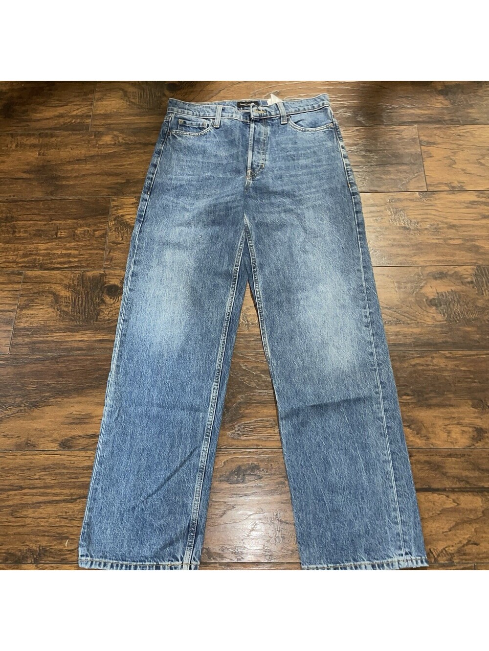 Banana Republic Jeans Sz 27 High Rise Wide Leg Light Distressed Split Hem Boho